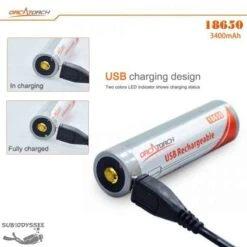 Batterie 18650 3400mAh Rechargeable Par USB - Orca -Suuntoe Magasin batterie 18650 3400mah rechargeable par usb orca 2