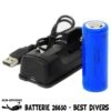 Chargeur + Batterie 26650 Rechargeable Lithium-ion Pour Phare à LED - Best Divers -Suuntoe Magasin best divers chargeur batterie rechargeable lithium ion 26650 pour phare plongee pas cher sub odyssee